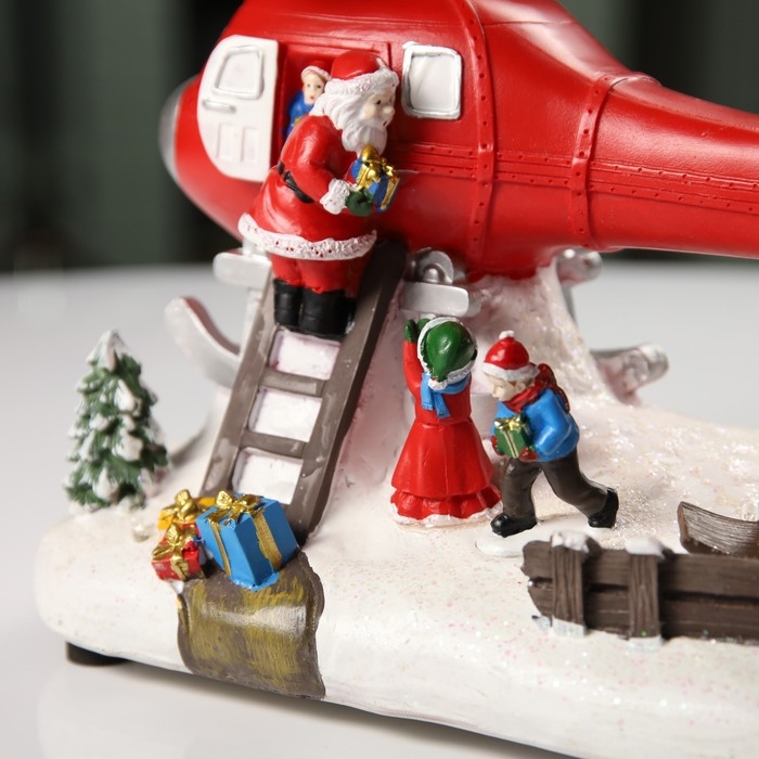 Светодиодная фигура «Вертолёт с Дедом Морозом» 31.5 × 18 × 18 см, полистоун, батарейки ААх3 (не в комплекте), USB, свечение мульти Светодиодная фигура «Вертолёт с Дедом Морозом» 31.5 × 18 × 18 см, полистоун, батарейки ААх3 (не в комплекте), USB, свечение мульти