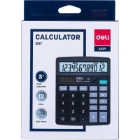 Калькулятор настольный КОМП. Deli E837, 12-р, дв.пит., 148x120мм, черный