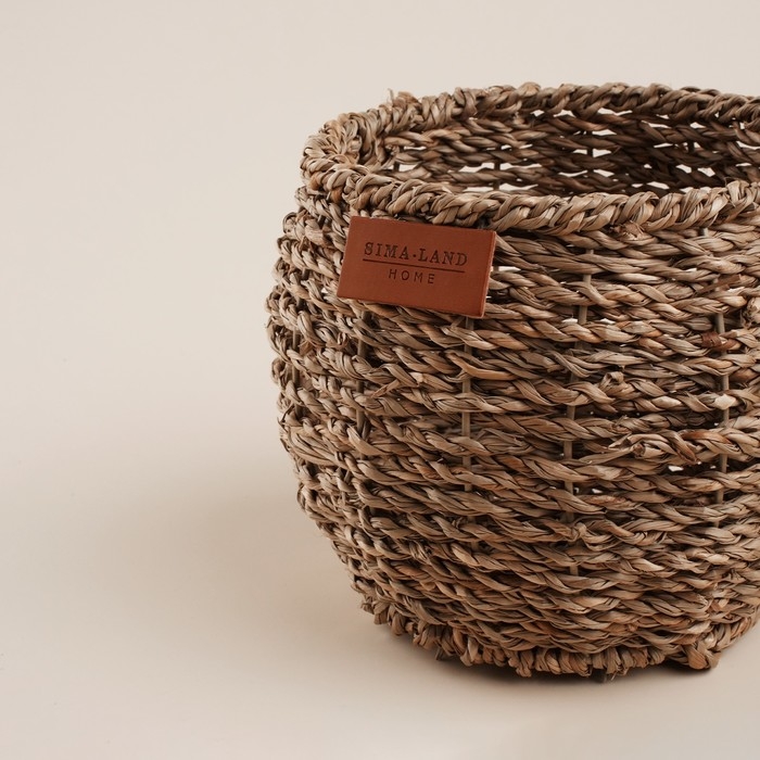 Кашпо ручного плетения из соломы Sima home, 15,5х15,5х12,5см, круглое Кашпо ручного плетения из соломы Sima home, 15,5х15,5х12,5см, круглое