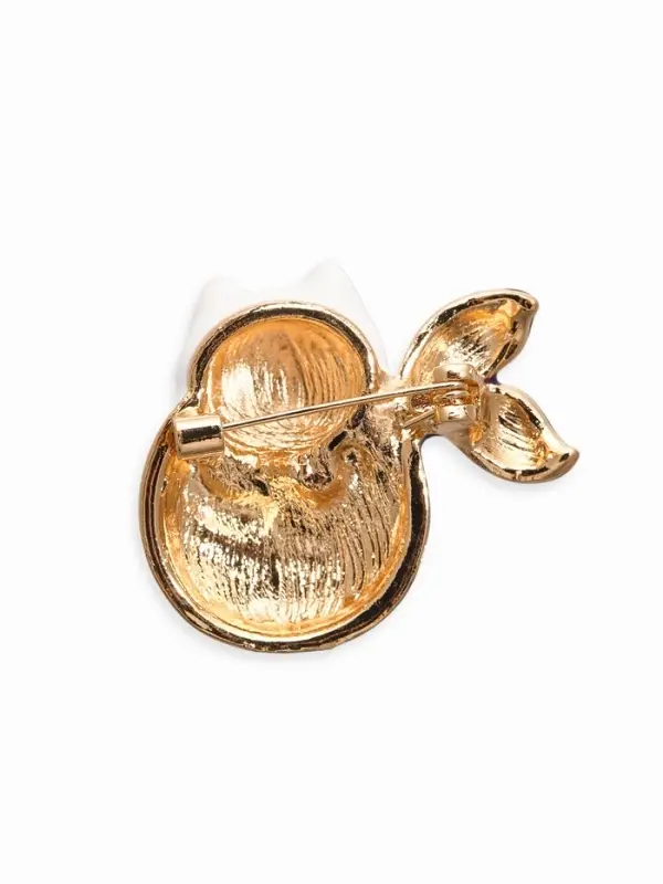 Брошь "Кошечка-русалка", цветная в золоте