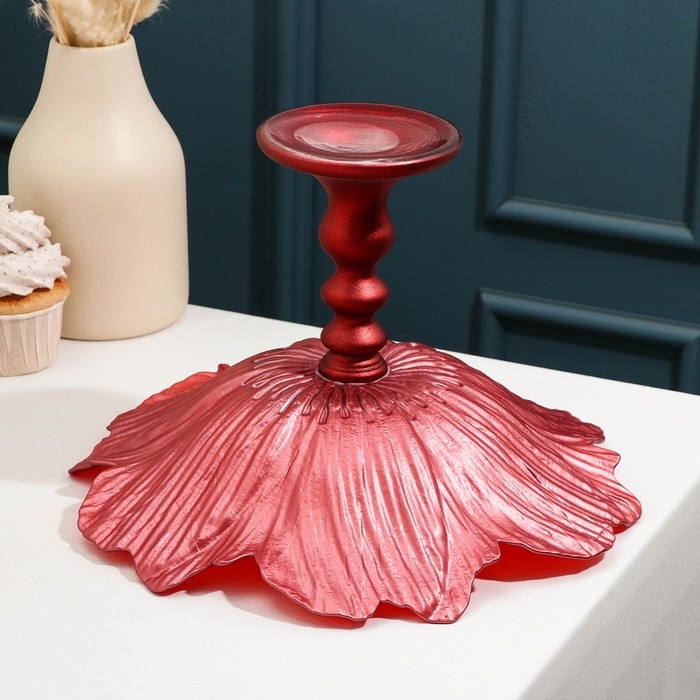 Блюдо сервировочное на ножке «Маки», d=30 см, цвет красный Блюдо сервировочное на ножке «Маки», d=30 см, цвет красный