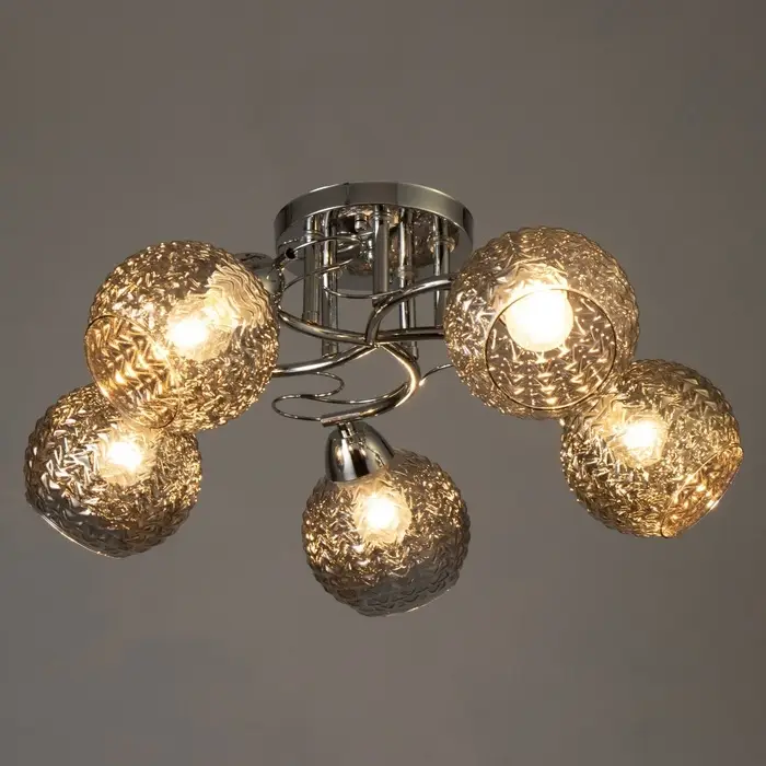 Светильник потолочный BayerLux &laquo;Эрион&raquo;, люстра 5хЕ27, 40 Вт, хром, 56&times;56&times;22 см