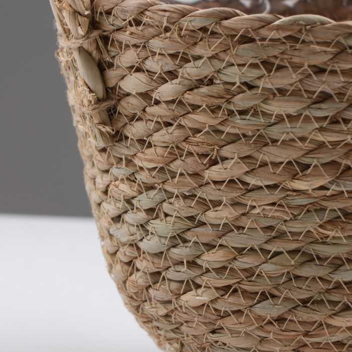 Кашпо плетеное  Кашпо плетеное "Кения" круглое с ручками, 17,5х17,5х16 см, натуральный