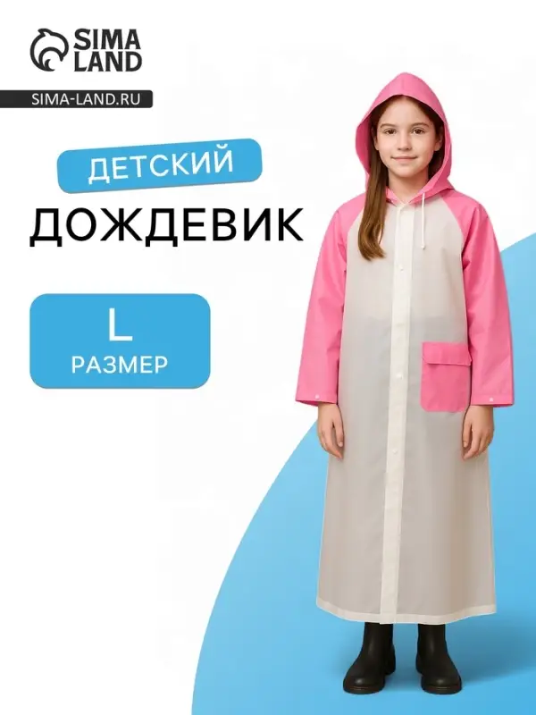 Дождевик детский &laquo;Гуляем под дождём&raquo;, рост 116-134 см, ЭВА 85 г, розовый