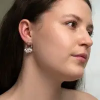 Серьги &laquo;Жемчужный виноград&raquo;, белые в серебре