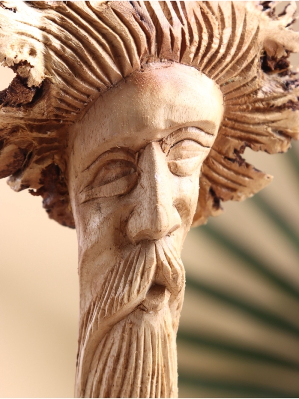 Скульптура  Скульптура "Лицо старца" дерево Камал, 8х6х22 см, бежево-коричневый