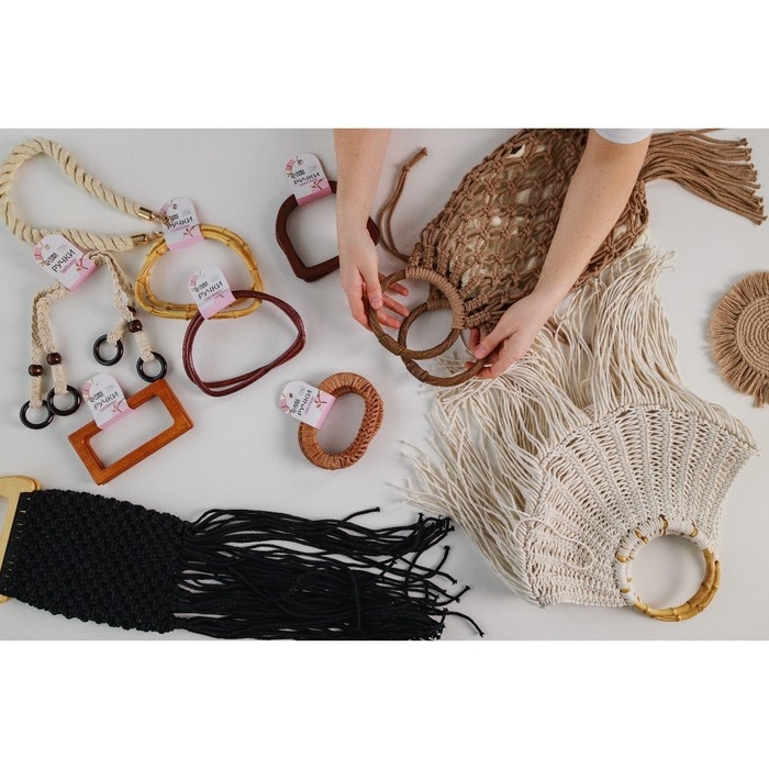 Ручки для сумки деревянные, плетёные, d = 10,2 / 12,5 см, 2 шт, цвет коричневый Ручки для сумки деревянные, плетёные, d = 10,2 / 12,5 см, 2 шт, цвет коричневый