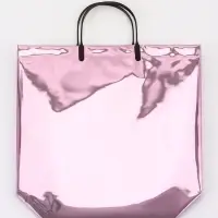 Пакет подарочный ПВХ, голография, розовый, пластиковая ручка, 32&times;28&times;11 см
