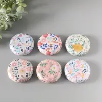 Шкатулка металл круглая "Цветы и листья" набор 12 шт 6,8х6,8х1,7 см