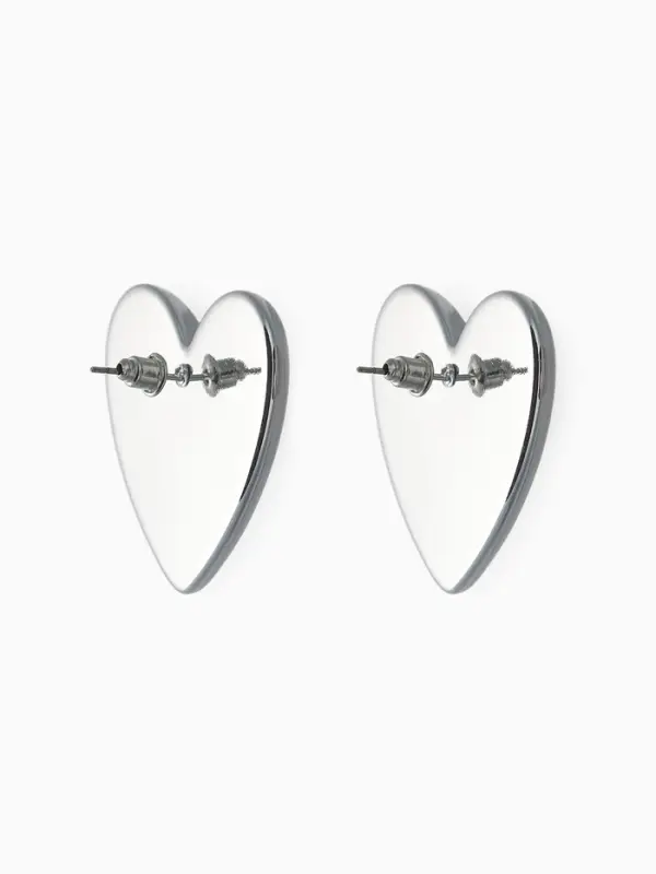 Серьги пластик &laquo;Сердце&raquo;, цвет серебро