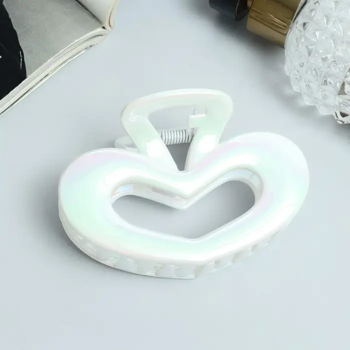 Крабик для волос «Лунара», сердце, 8 см, белый Крабик для волос «Лунара», сердце, 8 см, белый