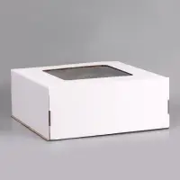 Коробка для торта, с окном, белая, 50&times;50&times;20 см