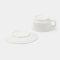 Чайная пара Дулевский фарфор &laquo;Белая&raquo;, чашка 250 мл, блюдце d=14.8 см, штабелируемая