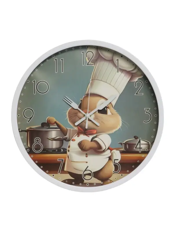 Часы настенные интерьерные &laquo;Кролик-шеф&raquo;, для кухни, бесшумные, плавный ход, d=29.5 см, толщина 4.5 см