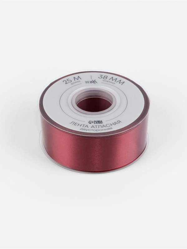 Лента атласная двухсторонняя №0789 38мм*25±1м бордовый TR Лента атласная двухсторонняя №0789 38мм*25±1м бордовый TR