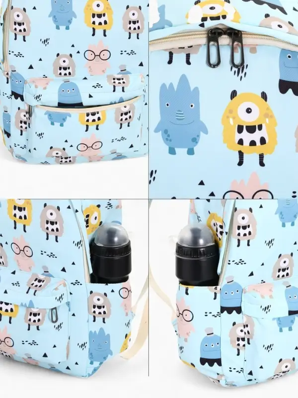 Рюкзак школьный &laquo;Монстрики&raquo;, с пеналом, 29&times;12&times;41 см, голубой