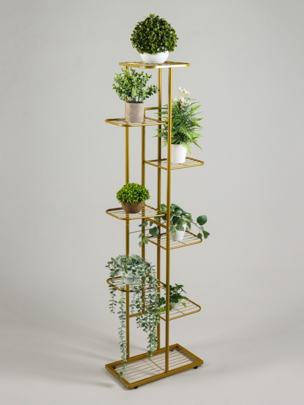 Подставка для цветов Greengo, 8 полок, 43 × 22 × 141 см, напольная, металл, цвет золотой Подставка для цветов Greengo, 8 полок, 43 × 22 × 141 см, напольная, металл, цвет золотой