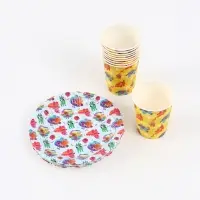 Набор одноразовой бумажной посуды, 20 предметов: 10 стаканов, 10 тарелок, Ум и Хрум