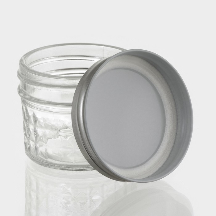 Банка стеклянная для хранения сыпучих продуктов Доляна «Кристалл», 160 мл, 7×5,5 см, с металлической крышкой