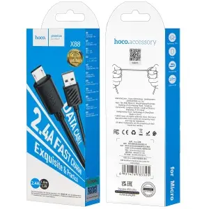 Кабель X88 HOCO USB на MicroUSB 1M 2.4A черный