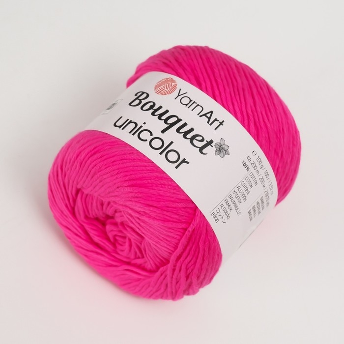 Пряжа Пряжа "Bouquet Unicolor" 100% хлопок 200м/100г (3216 ярк.розовый)