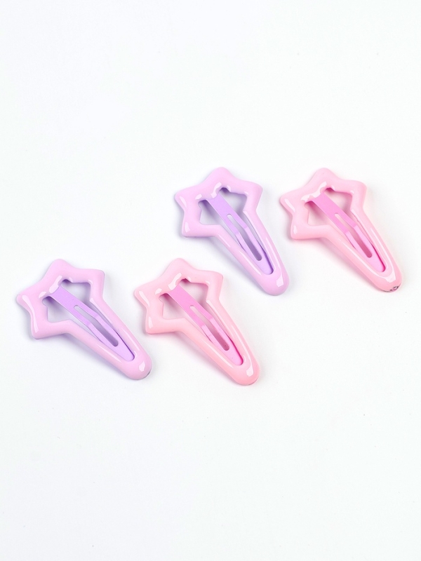 Набор заколок  Набор заколок "звезда", 4 шт, розовый и фиолетовый