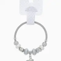Браслет с шармами &laquo;Жемчуг. Бабочка&raquo;, d=6.5 см, белый в серебре