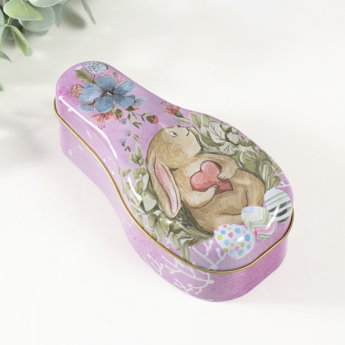 Шкатулка металл Шкатулка металл "Заяц с сердечком" 14,5х7х5 см