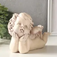 Статуэтка "Ангел на локтях" 11х18х9 см , состаренный эффект, слоновая кость,