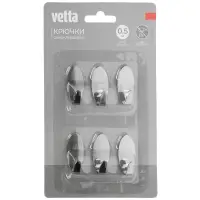 Крючки самоклеящиеся тм VETTA, сталь Q195, металл, SD-1987, 6шт