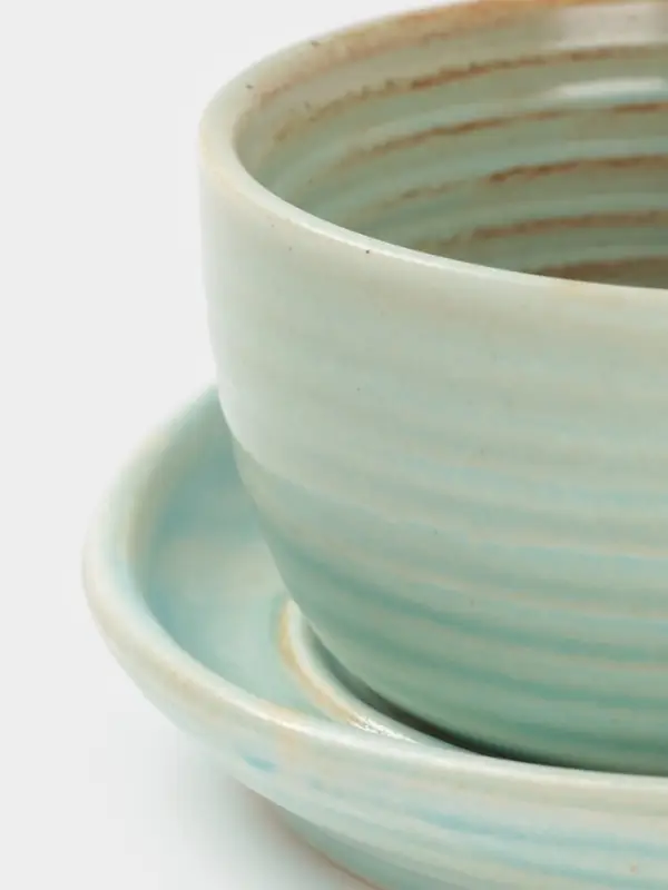 Чайная пара Magistro Sand Ripples, 2 предмета: чашка 300 мл, блюдце 19.8&times;15.8 см, фарфор, голубая