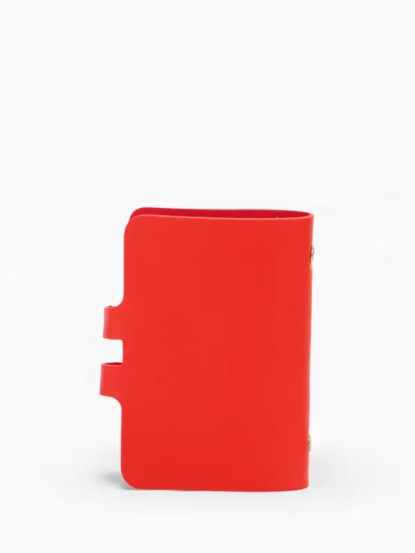 Визитница на кнопке, 24 карты, однотонная, красная