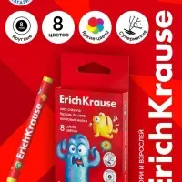 Восковые мелки 8цв, ErichKrause "Jolly Friends", кругл, европодвес