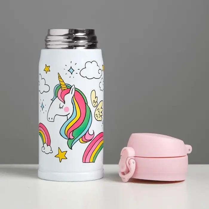 Термос, 300 мл, Compact Термос, 300 мл, Compact "Милые единорожки", сохраняет тепло 10 ч, 6.5х17 см, микс