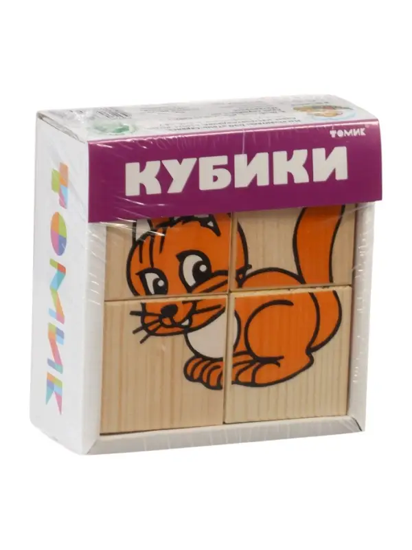 Кубики детские &laquo;Животные&raquo; деревянные, 4 детали