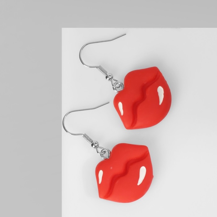 Серьги ассорти «Радость» губы, цвет красно-белый в серебре Серьги ассорти «Радость» губы, цвет красно-белый в серебре