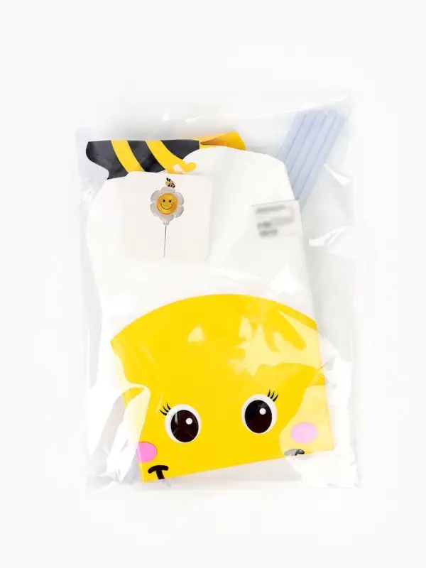 Воздушный шар полимерный 16" "Ромашка белая с пчелкой ", с палочкой, набор 5 штук