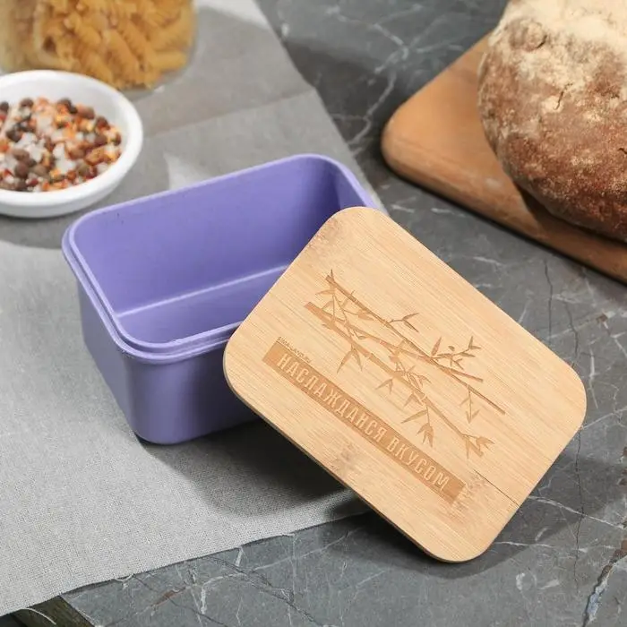 Контейнер с бамбуковой крышкой «Наслаждайся вкусом», 400 мл Контейнер с бамбуковой крышкой «Наслаждайся вкусом», 400 мл