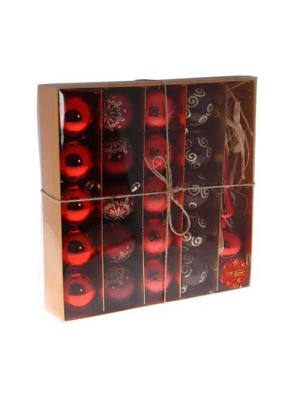 Ёлочные шары &laquo;Новогодний набор&raquo;, с верхушкой, 21 шт. (20 шаров d=6 см, верхушка), красные