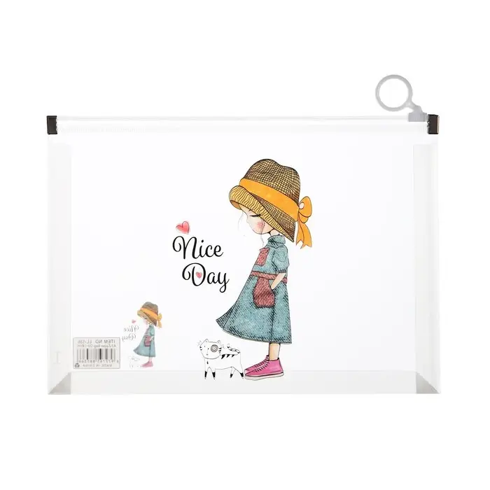 Папка-конверт на молнии формат А5, 180мкр, с рисунком Папка-конверт на молнии формат А5, 180мкр, с рисунком "Маленькая девочка", МИКС