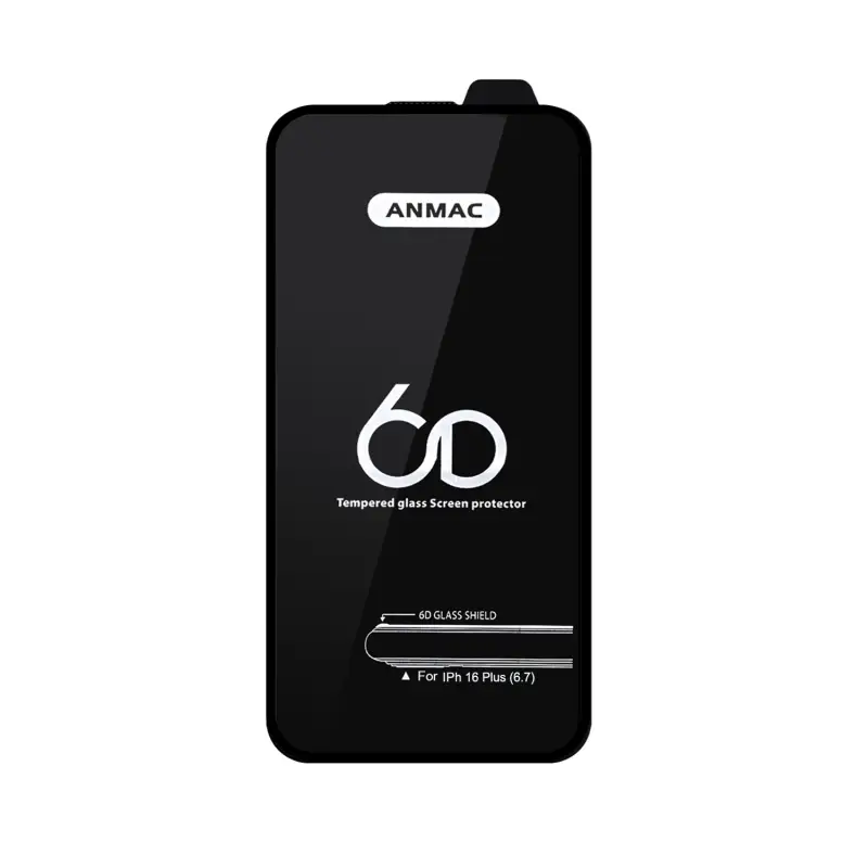 Защитное стекло iPh 16 Plus Anmac 6D Black без упаковки Арт.1137490 (10 шт./уп.) Защитное стекло iPh 16 Plus Anmac 6D Black без упаковки Арт.1137490 (10 шт./уп.)