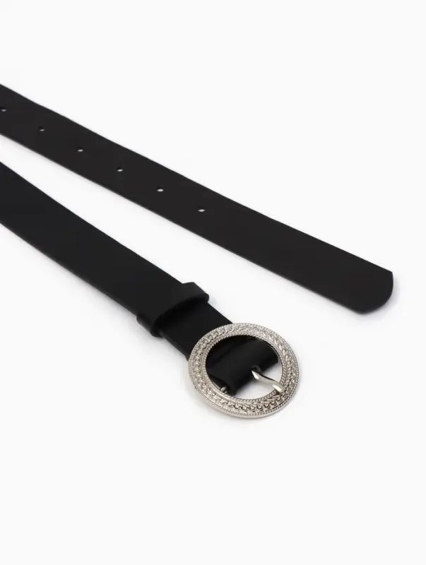 Ремень женский, 1 прокол, 3.5&times;110 см, без винта, чёрный