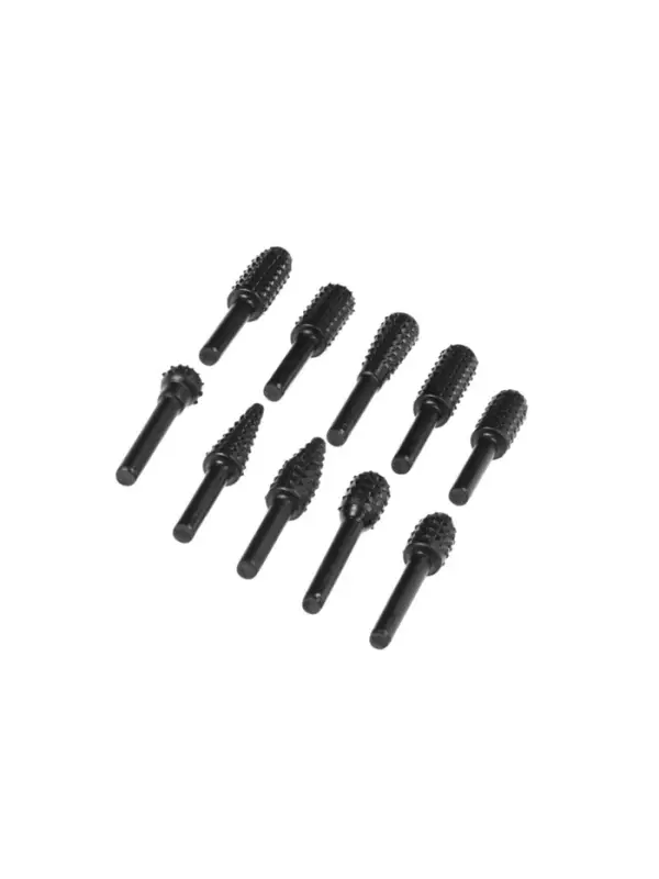 Набор шарошек по дереву ТУНДРА, диаметр хвостовика 6 мм, 10 шт.