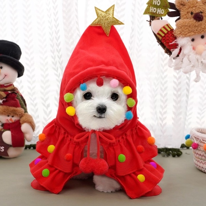 Новый год. Костюм для животных  Новый год. Костюм для животных "Ёлочка", размер L (ДС 40, ОГ 45, ОШ 30 см), красный