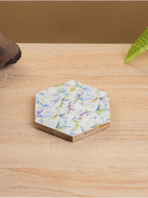 Подставка под горячее (набор 4 шт)  Подставка под горячее (набор 4 шт) "Оттенки сирени" дерево манго 15х13х5 см