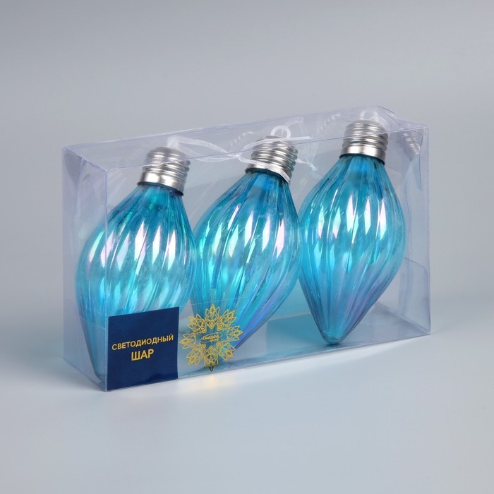 Набор елочных шаров Набор елочных шаров "Северное сияние", d=7 см, 3 LED, 3 шт, батарейки AG13x9 (нет в комплекте), свечение тёплое белое