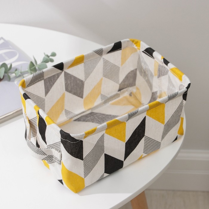 Корзинка для хранения с ручками Доляна «Зиг-заг», 23,5×17×12 см, цвет серо-жёлтый Корзинка для хранения с ручками Доляна «Зиг-заг», 23,5×17×12 см, цвет серо-жёлтый