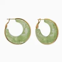 Серьги-кольца акрил "Тренд", цвет нефритовый в золоте