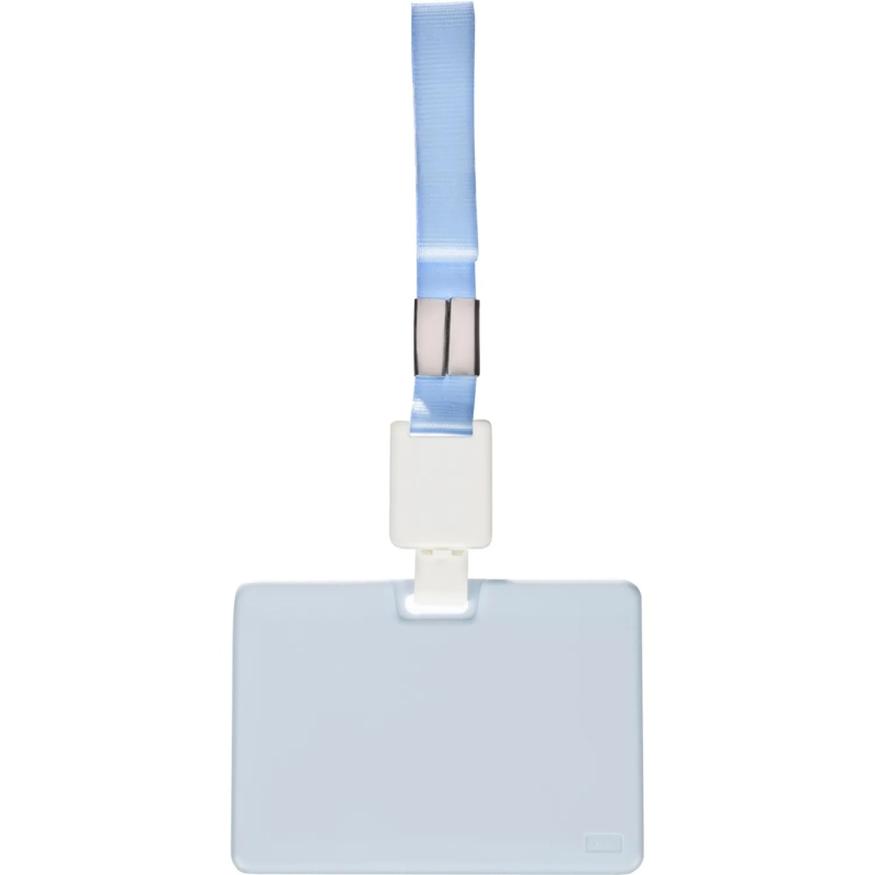 Бейдж Deli 64802 гориз.,с держат.,вкладыш:54x89мм,влагозащ.,голубой,блистер