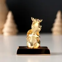 Сувенир  Лошадка с монеткой на подставке и с пожеланием "Счастья", 4*2,3*5см.